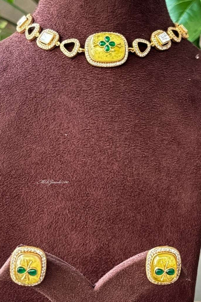 Luxe Zoya Kundan choker set with lovely studs